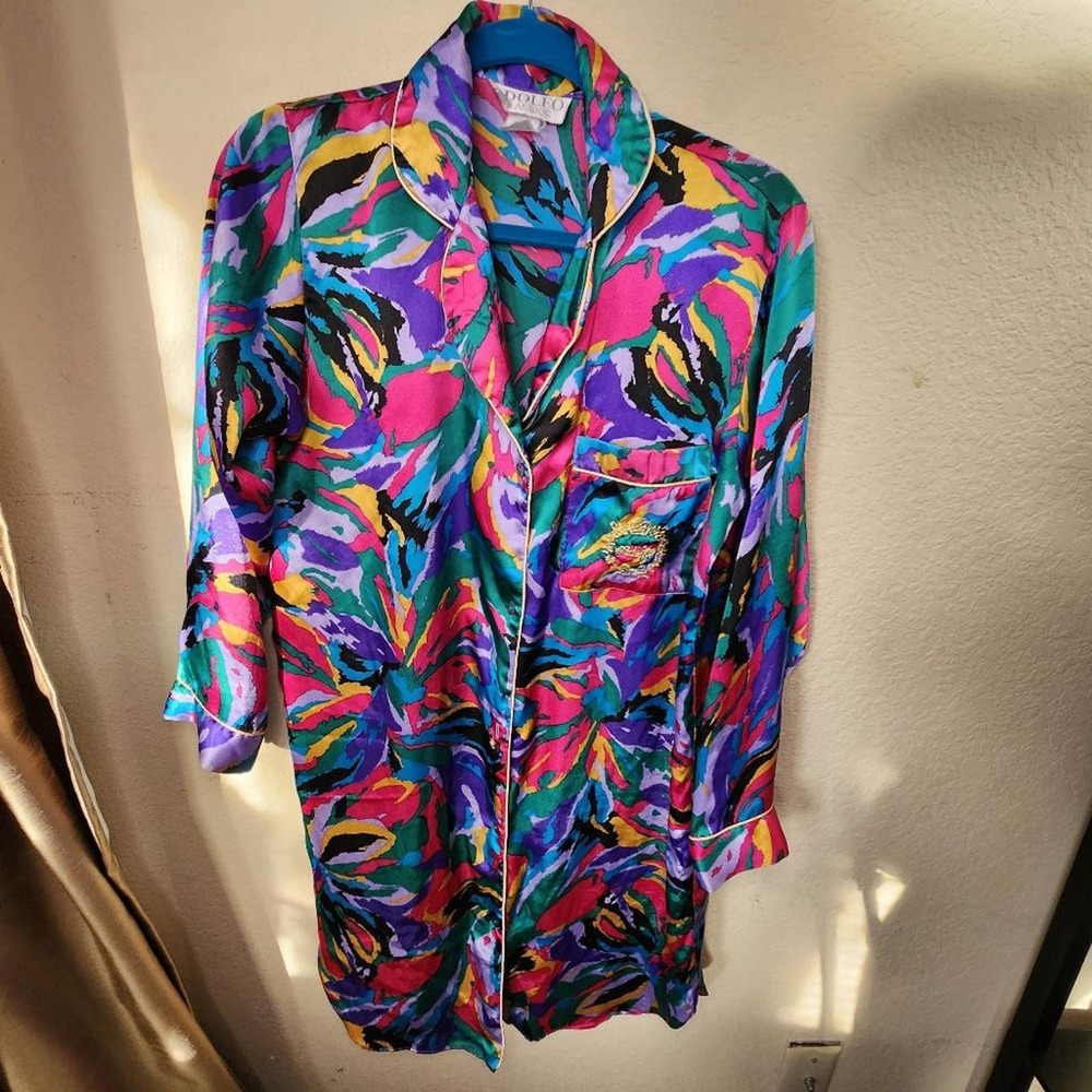 Vintage, colorful Silky Pajama Dress